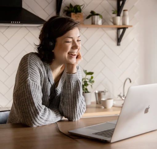 Woman in video call.