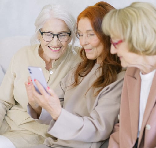 Women video chatting.